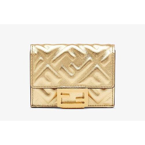 フェンディ 財布 スーパーコピー マイクロ 三つ折り財布 ゴールドレザー 財布 8M0395AAF2F171Q